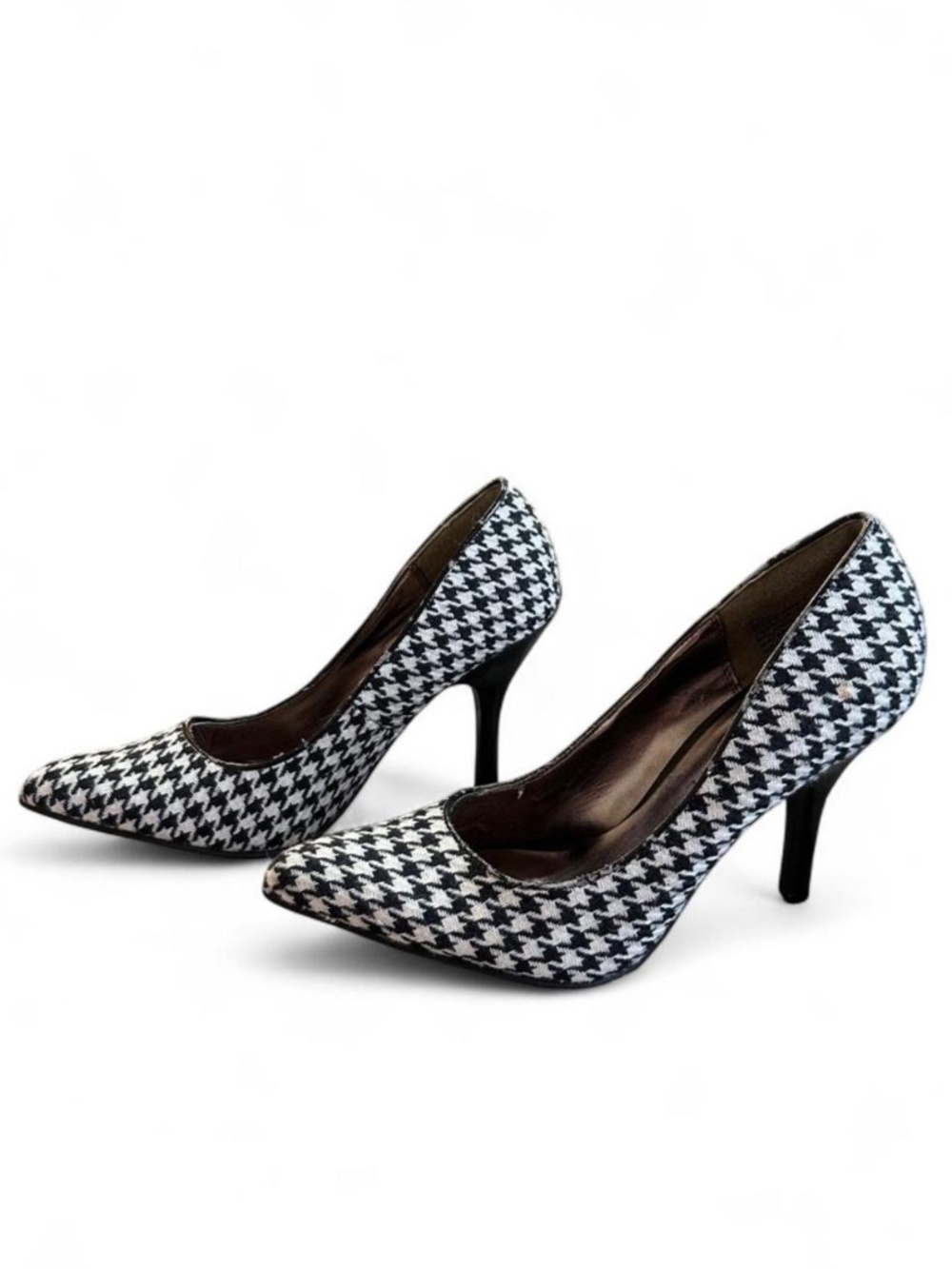 Rampage Black and White Houndstooth Pointed Toe Stiletto Heels